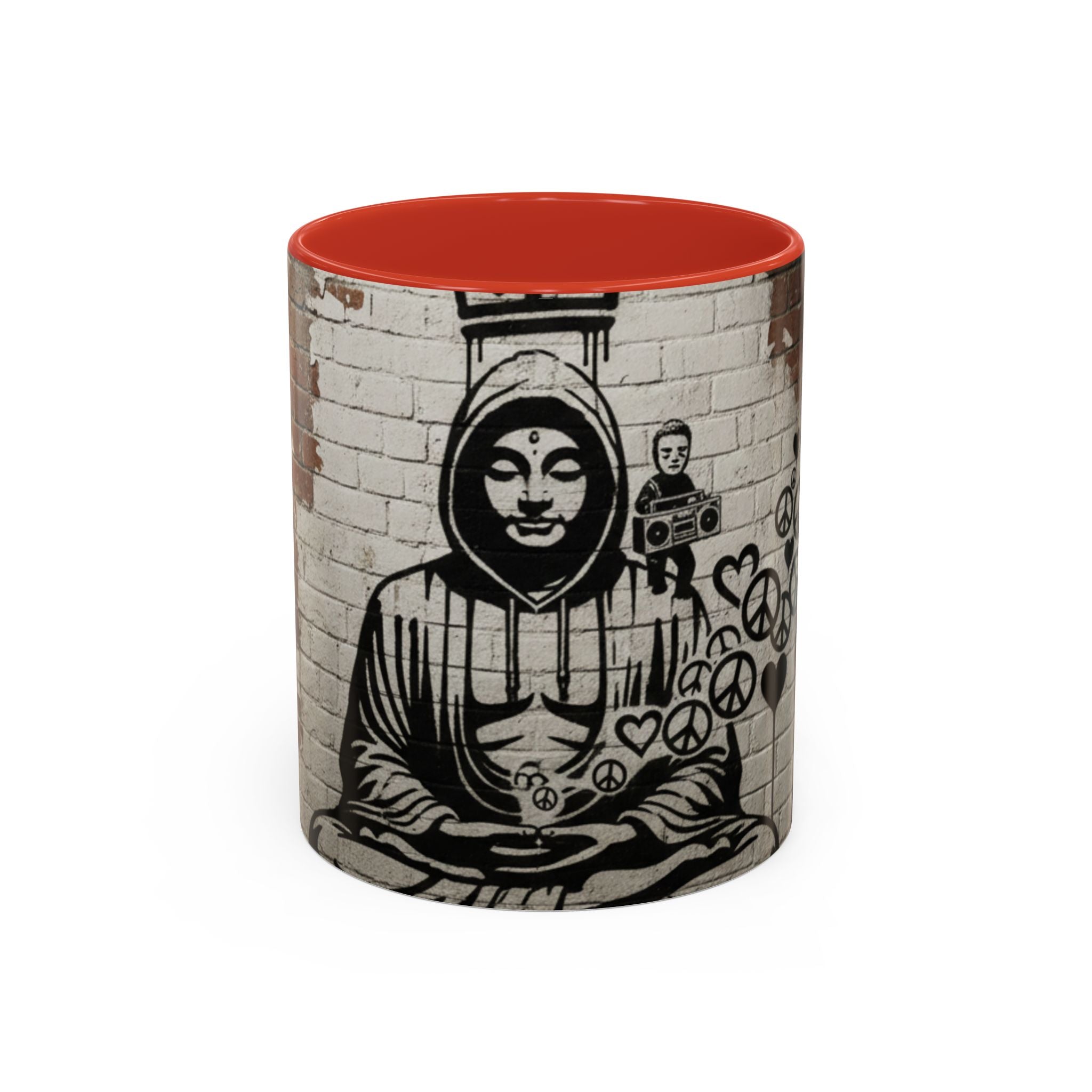 Buddha Street Art Accent Coffee Mug — Graffiti Meditation Design