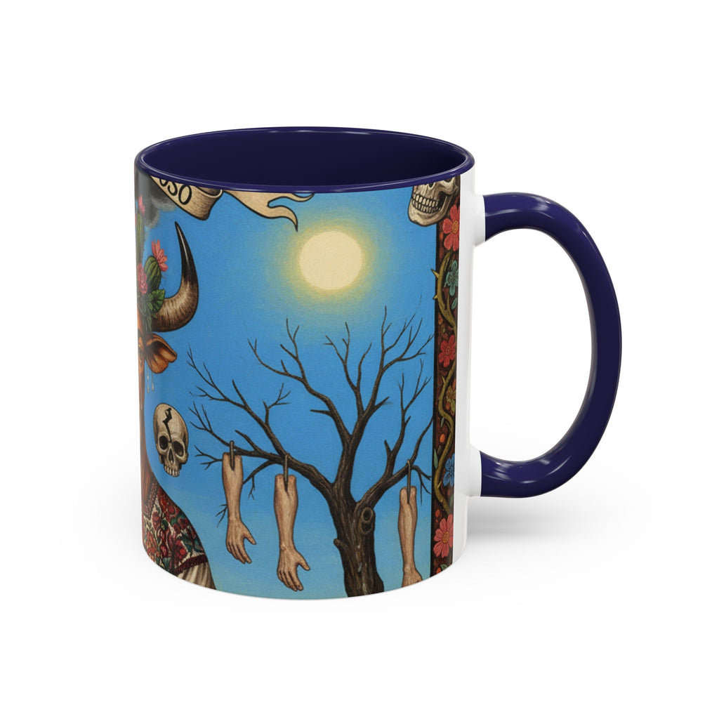 Surreal Folk Art Accent Mug — Cow Deity Holding Heart (11/15oz)