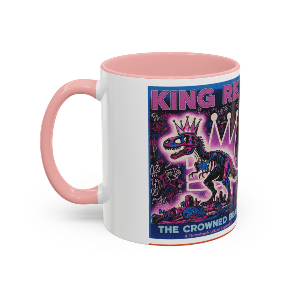King Rex Pop-Art Coffee Mug — Retro Dinosaur Poster Accent Mug (11/15oz)