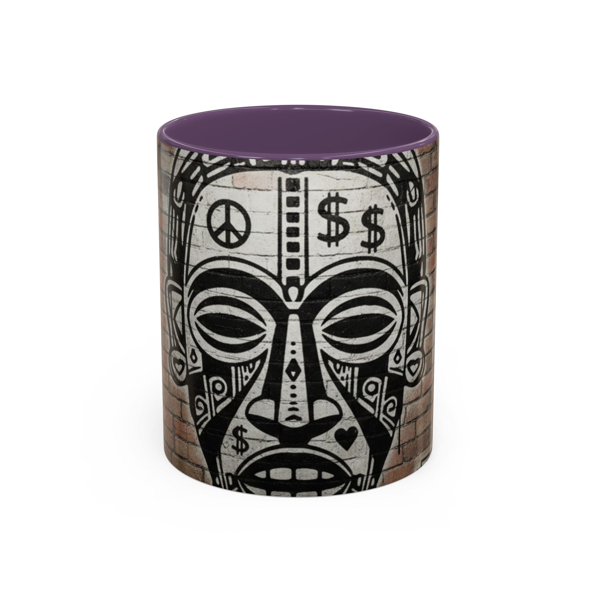 Tribal Mask Street Art Accent Coffee Mug — Graffiti Skull Design (11/15oz)