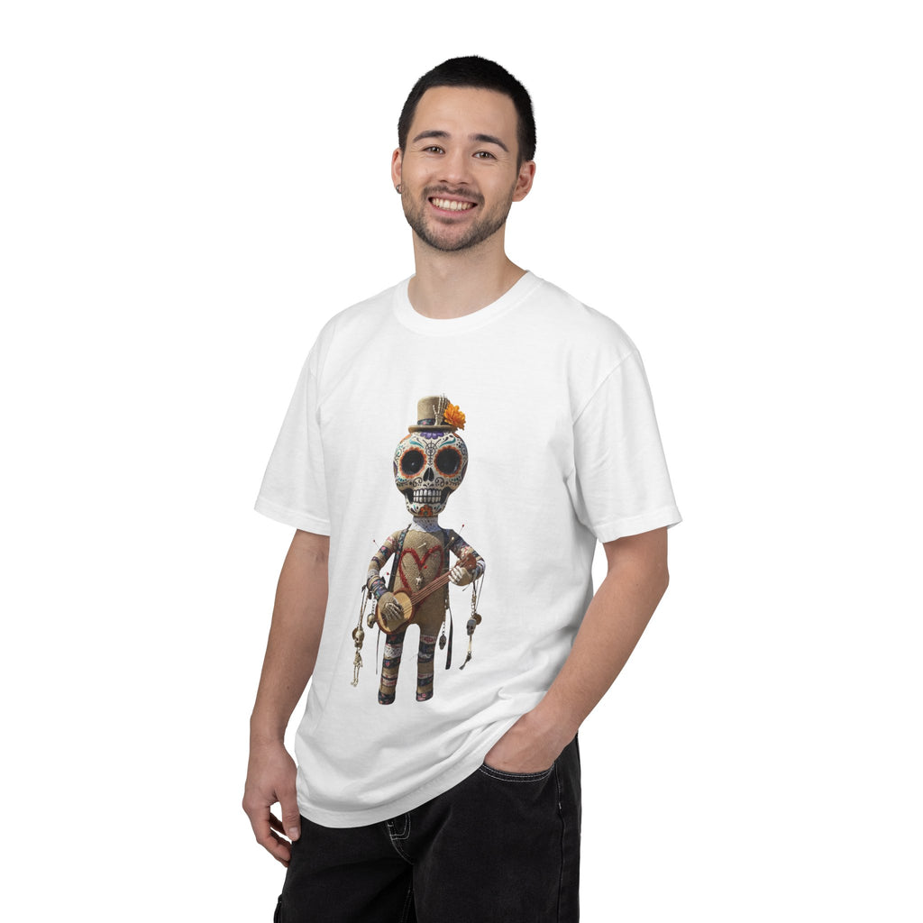 Day of the Dead Sugar Skull Doll T-Shirt — Skeleton Maraca Musician Tee
