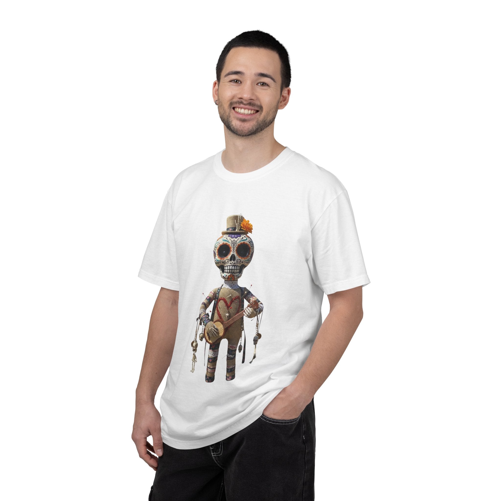 Day of the Dead Sugar Skull Doll T-Shirt — Skeleton Maraca Musician Tee