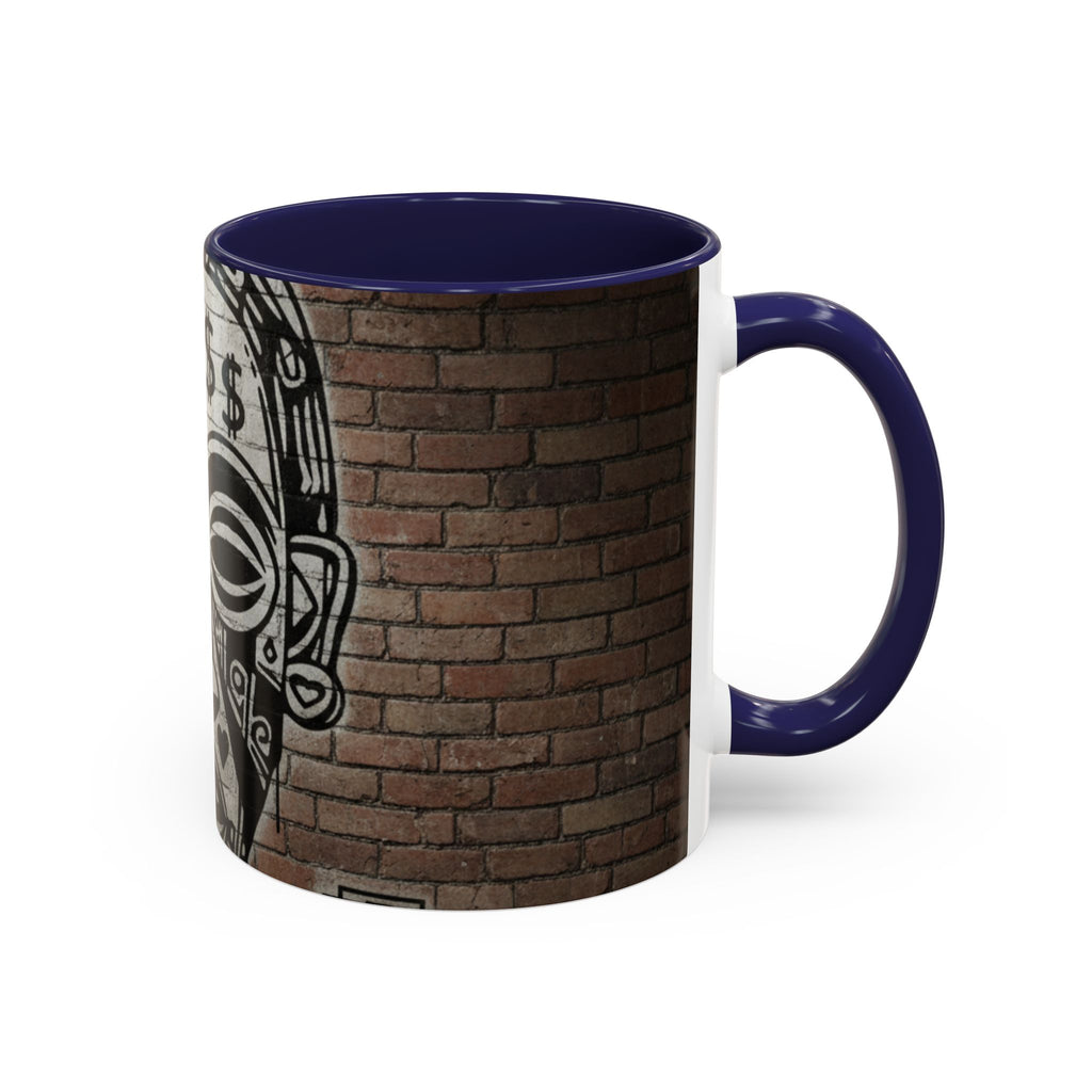 Tribal Mask Street Art Accent Coffee Mug — Graffiti Skull Design (11/15oz)