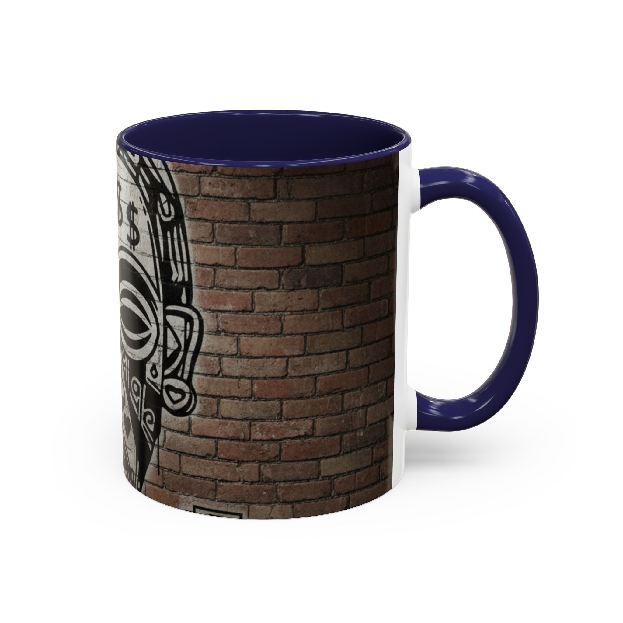 Tribal Mask Street Art Accent Coffee Mug — Graffiti Skull Design (11/15oz)