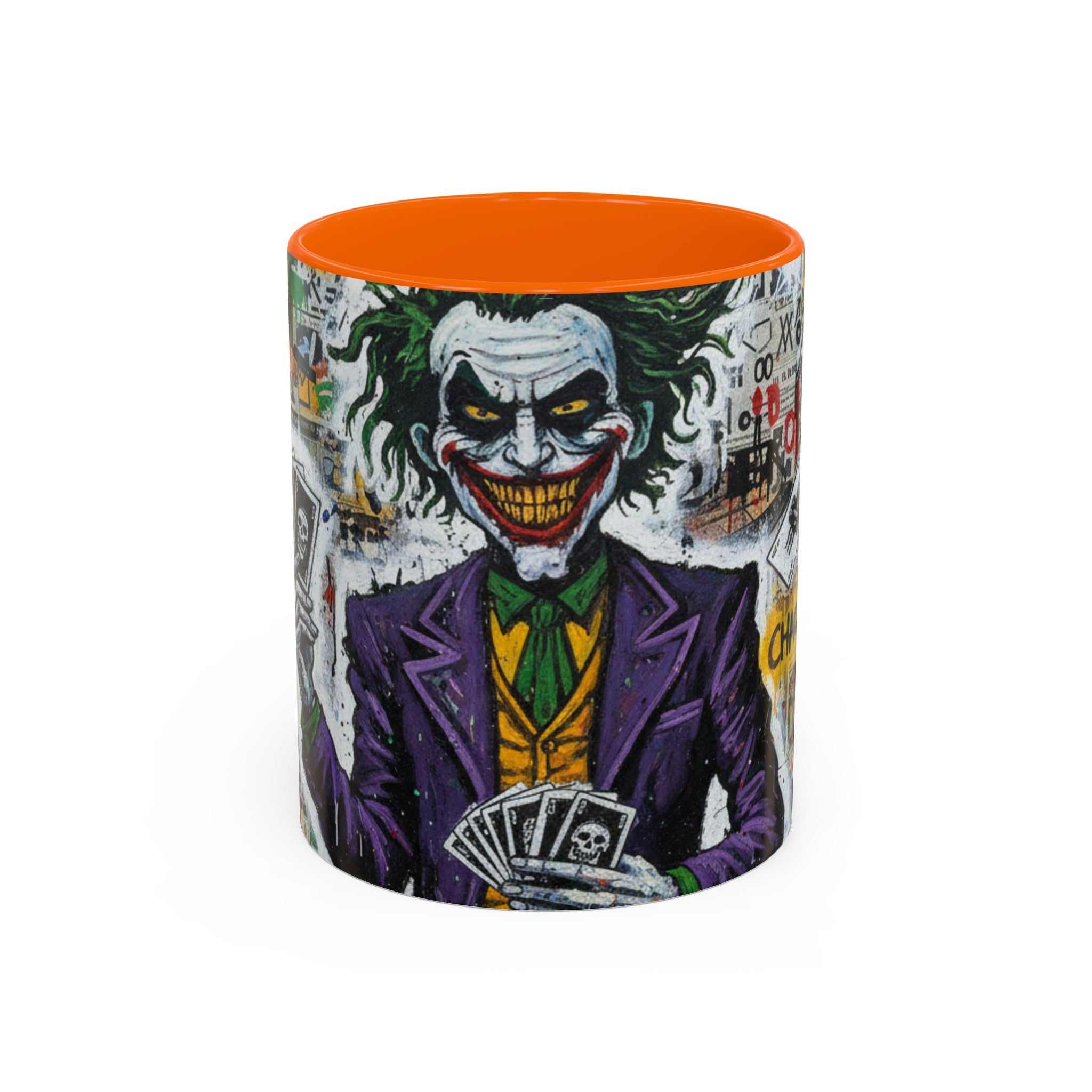 Joker Graffiti Accent Coffee Mug – Street Art Batman Villain Design (11/15 oz)
