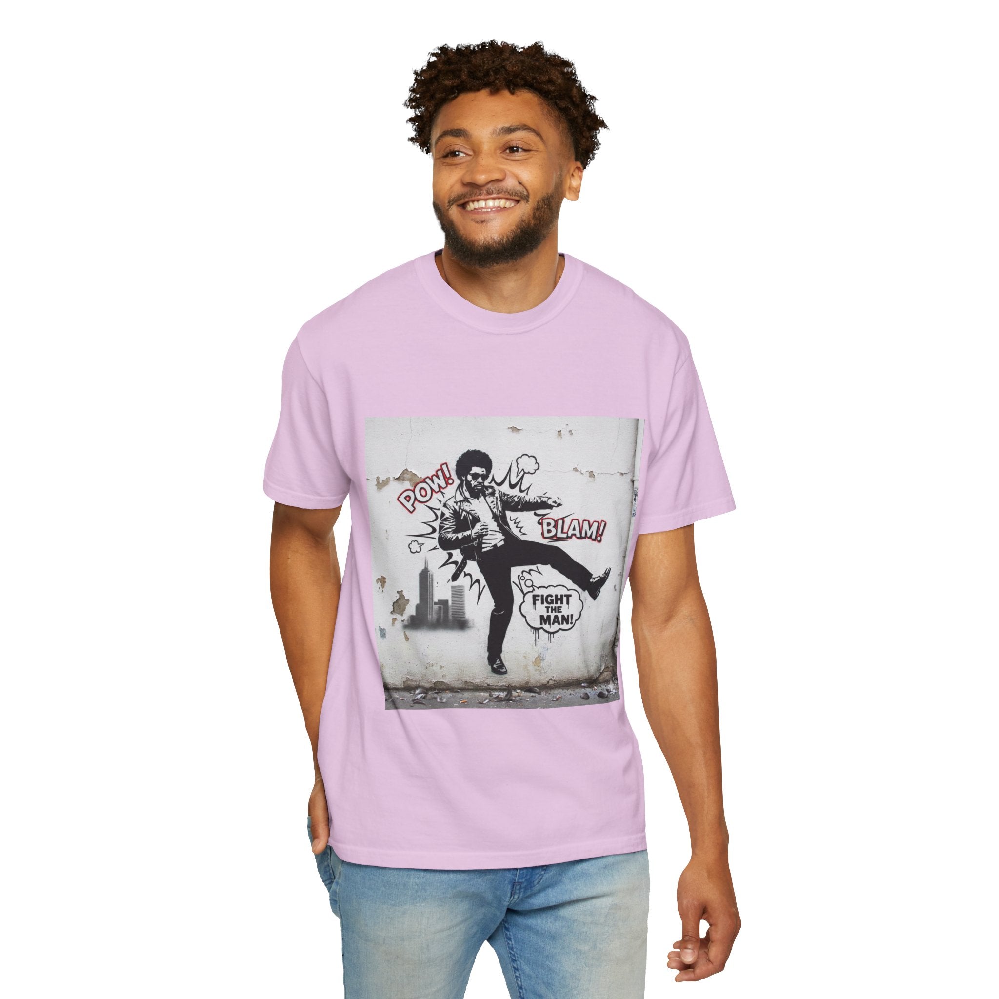 Fight the Man Graphic T-Shirt — Retro Comic Street Art Tee