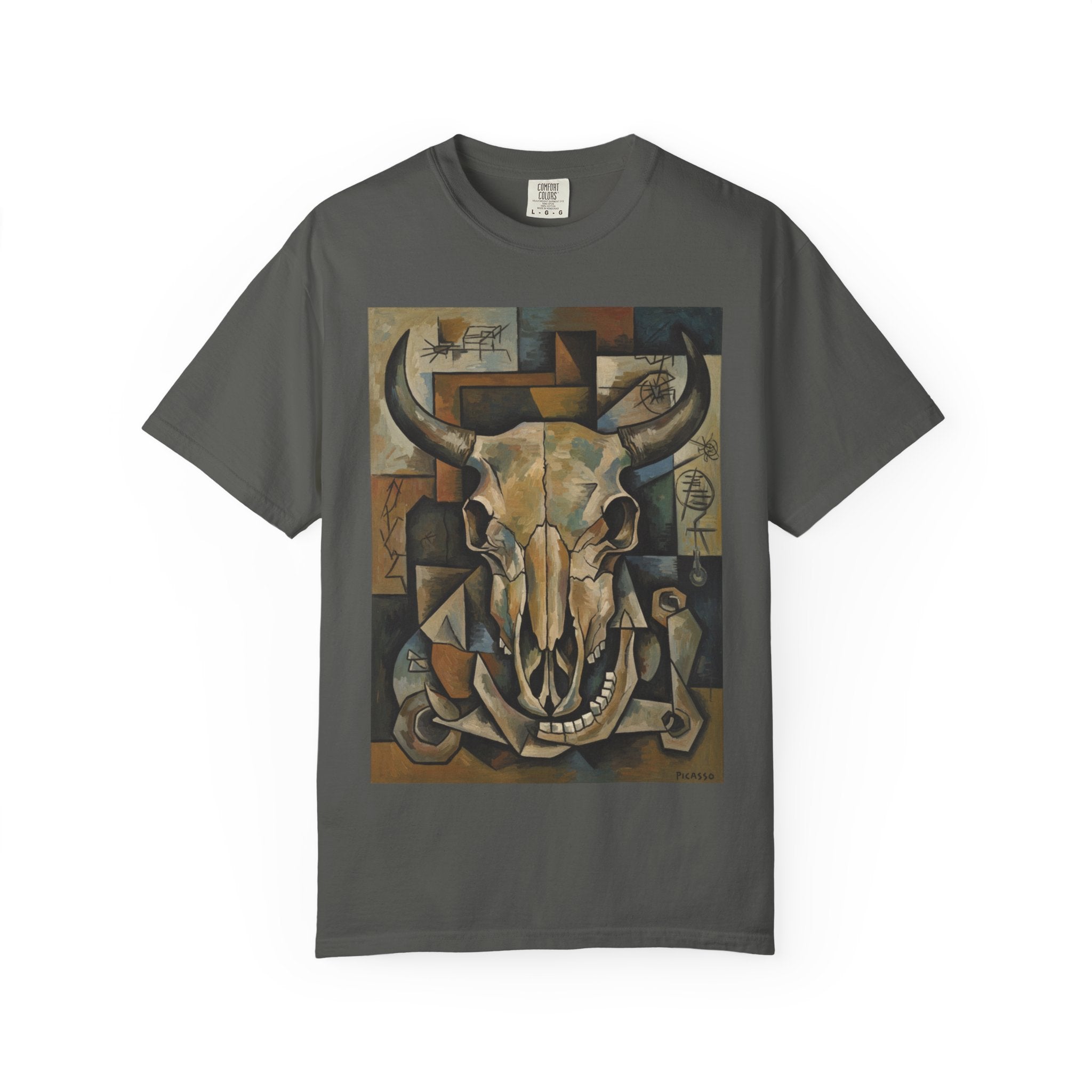 Bull Skull Art T-Shirt — Southwestern Cubist Skull Graphic Tee