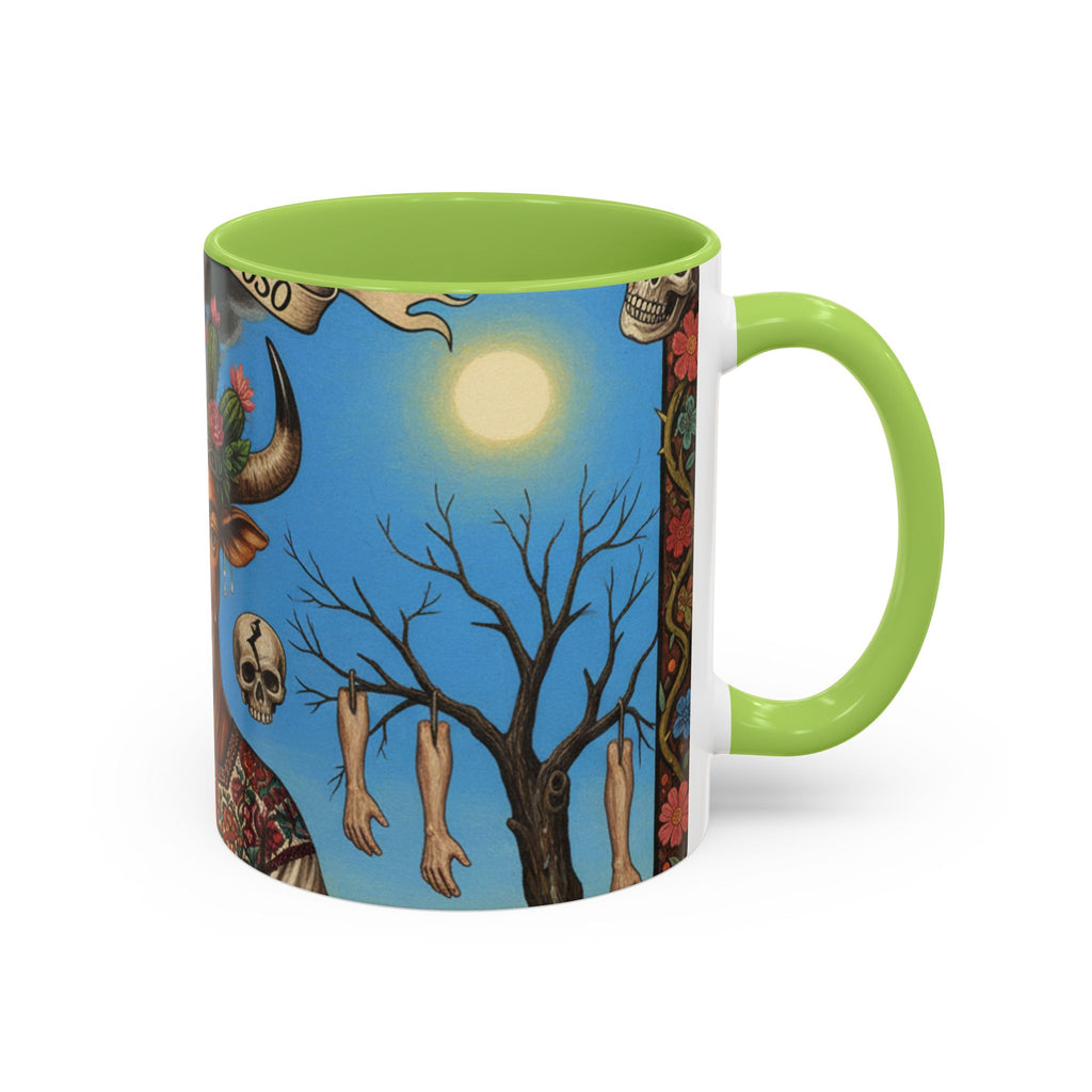 Surreal Folk Art Accent Mug — Cow Deity Holding Heart (11/15oz)