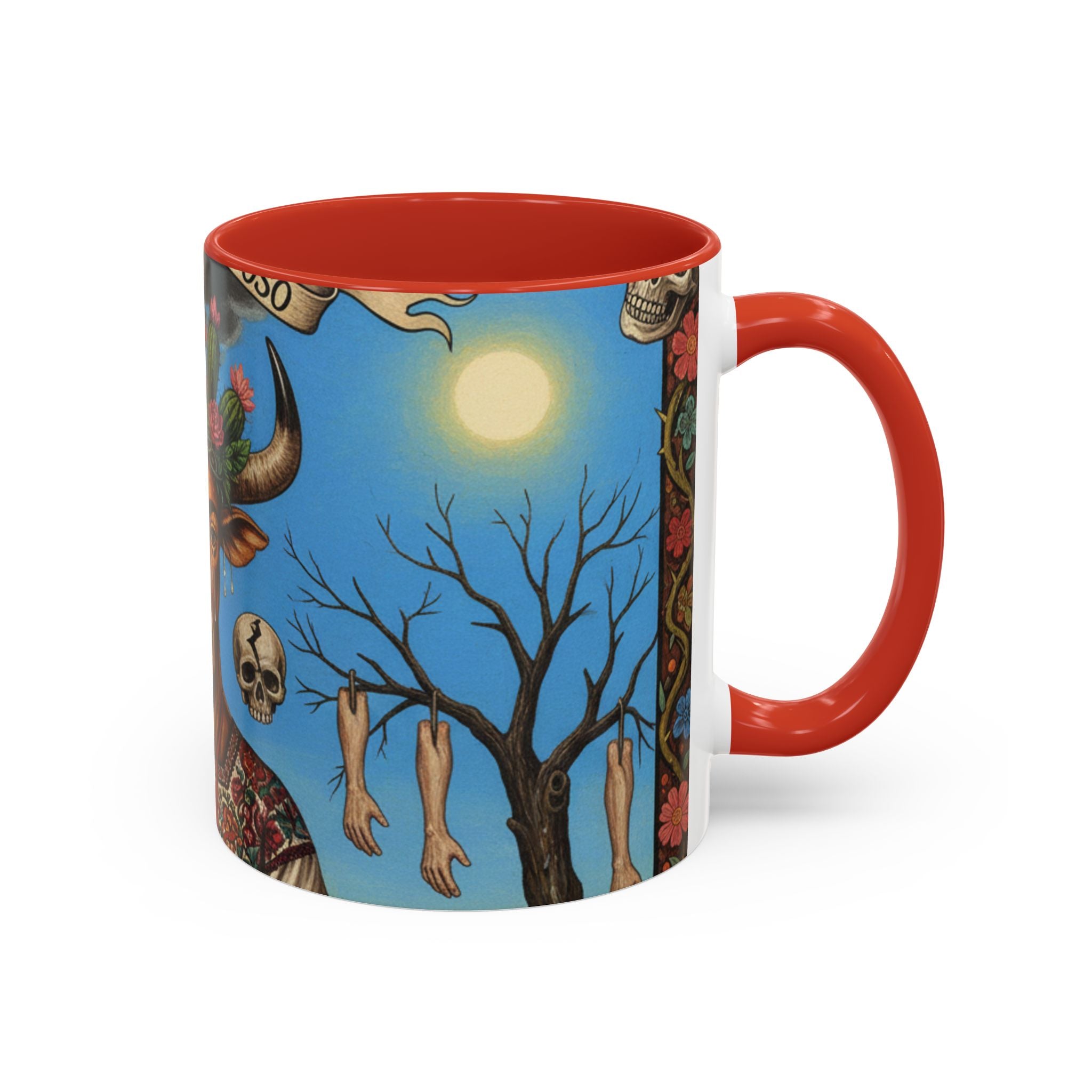Surreal Folk Art Accent Mug — Cow Deity Holding Heart (11/15oz)