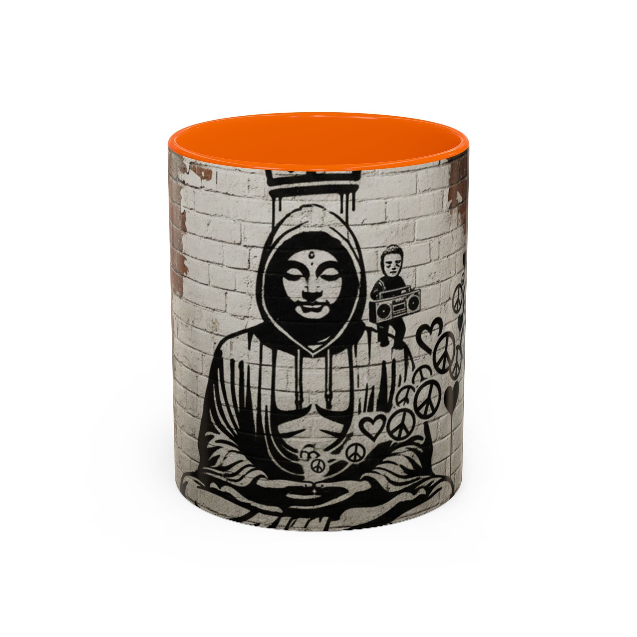 Buddha Street Art Accent Coffee Mug — Graffiti Meditation Design