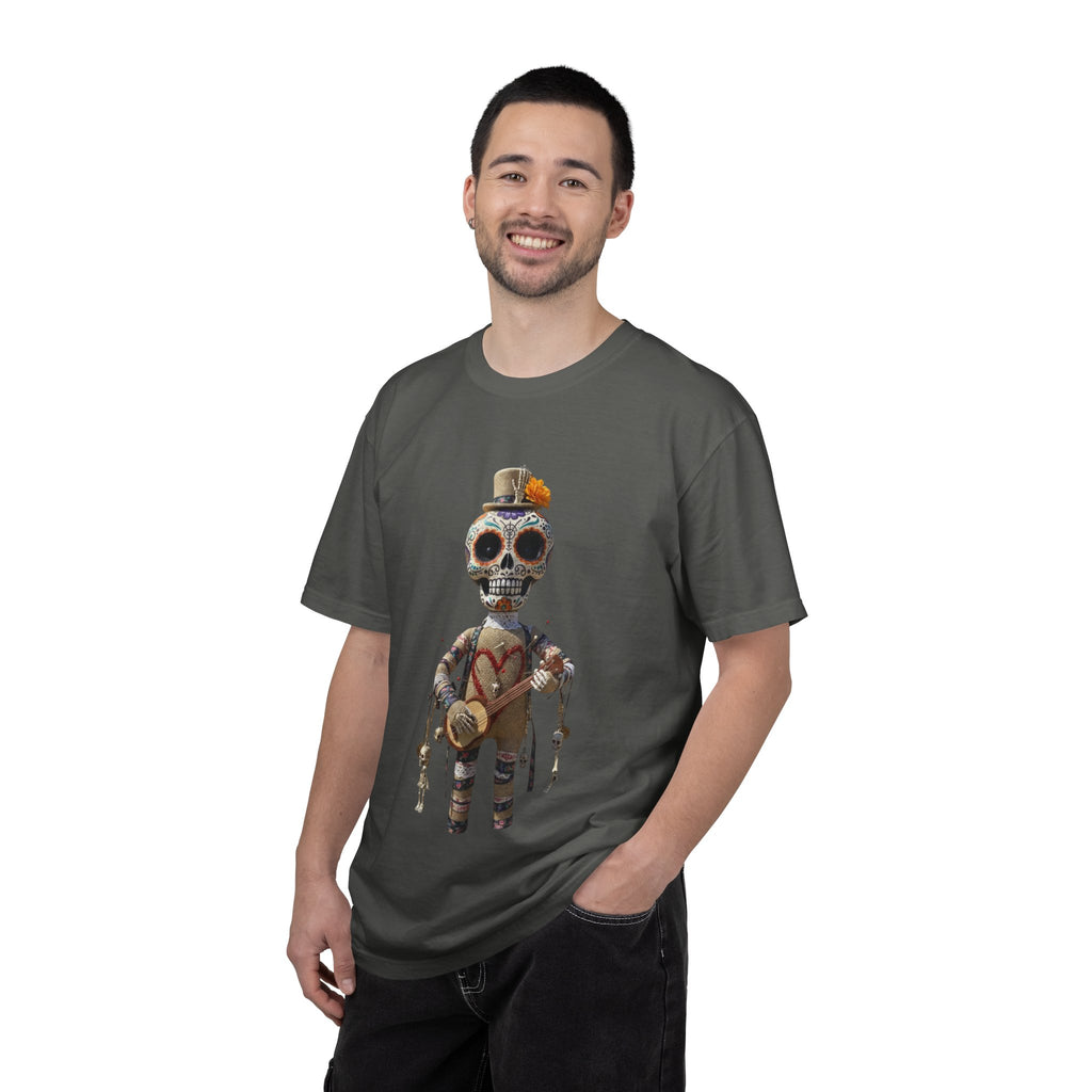 Day of the Dead Sugar Skull Doll T-Shirt — Skeleton Maraca Musician Tee