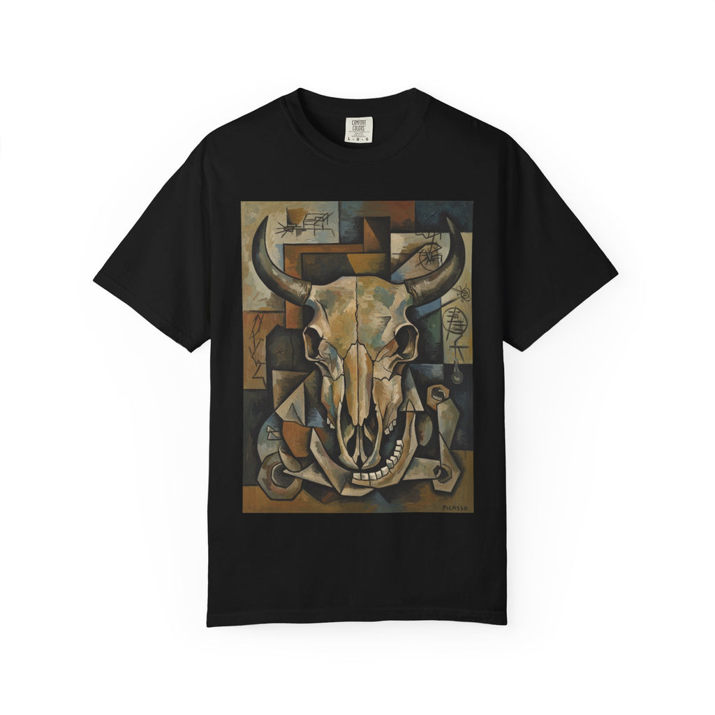 Bull Skull Art T-Shirt — Southwestern Cubist Skull Graphic Tee