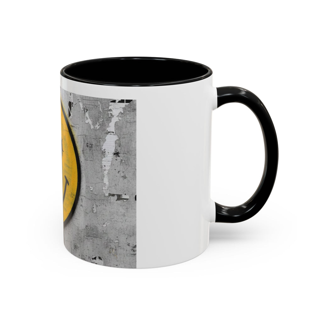 Graffiti Smiley Accent Coffee Mug – Dripping Eyes Street Art Design (11/15oz)