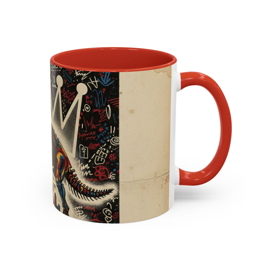 King Rex Coffee Mug — Retro 'The Crowned Beast' Dinosaur Art Accent Mug (11/15oz)