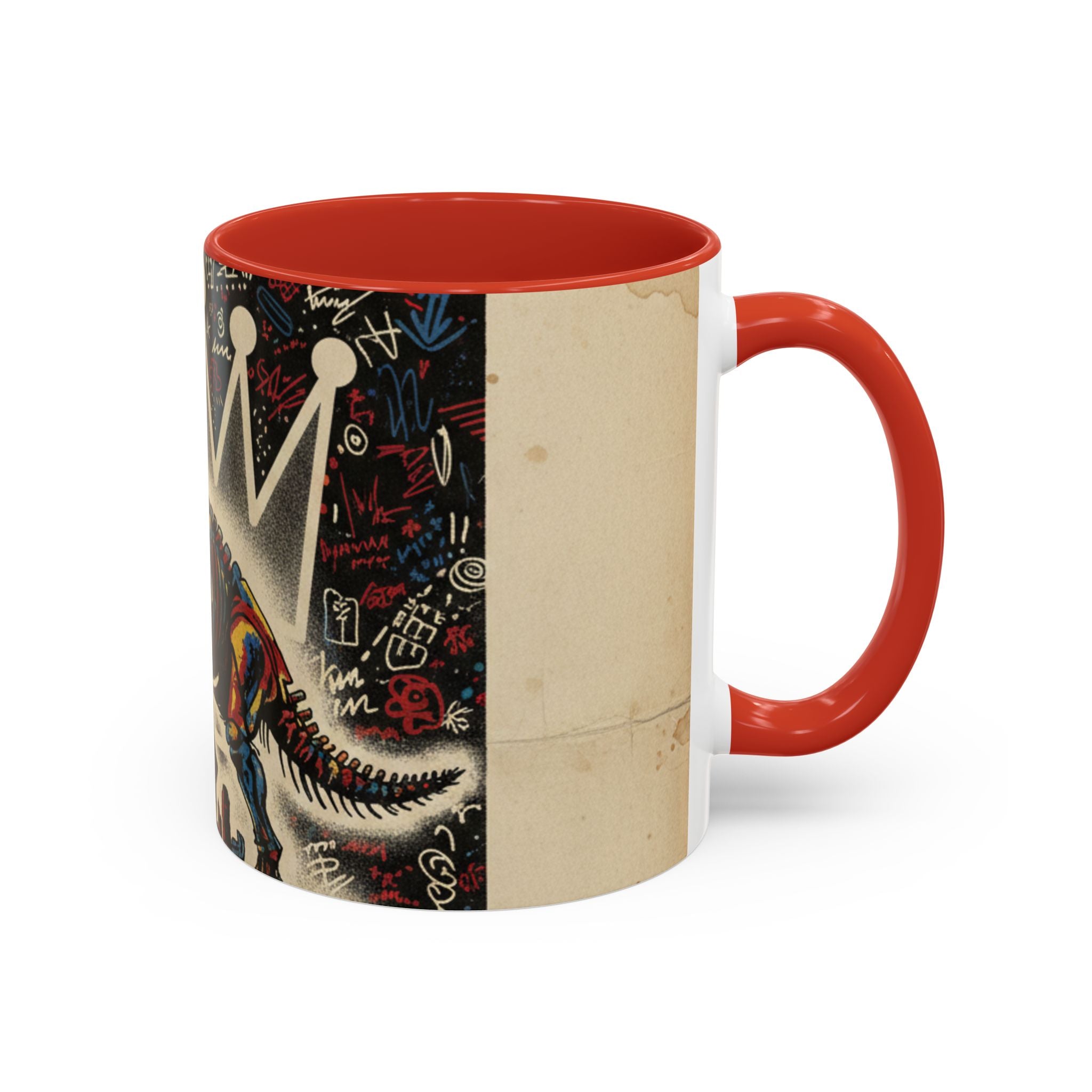 King Rex Coffee Mug — Retro 'The Crowned Beast' Dinosaur Art Accent Mug (11/15oz)