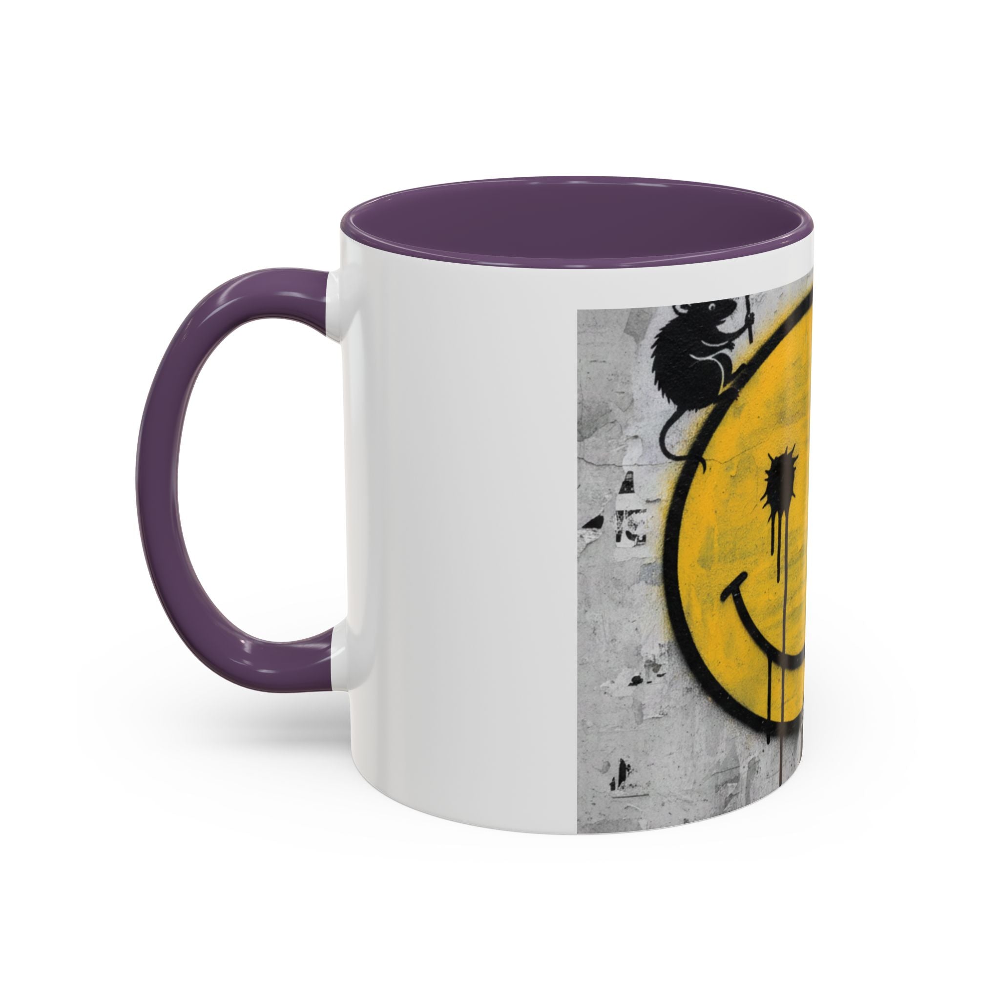 Graffiti Smiley Accent Coffee Mug – Dripping Eyes Street Art Design (11/15oz)