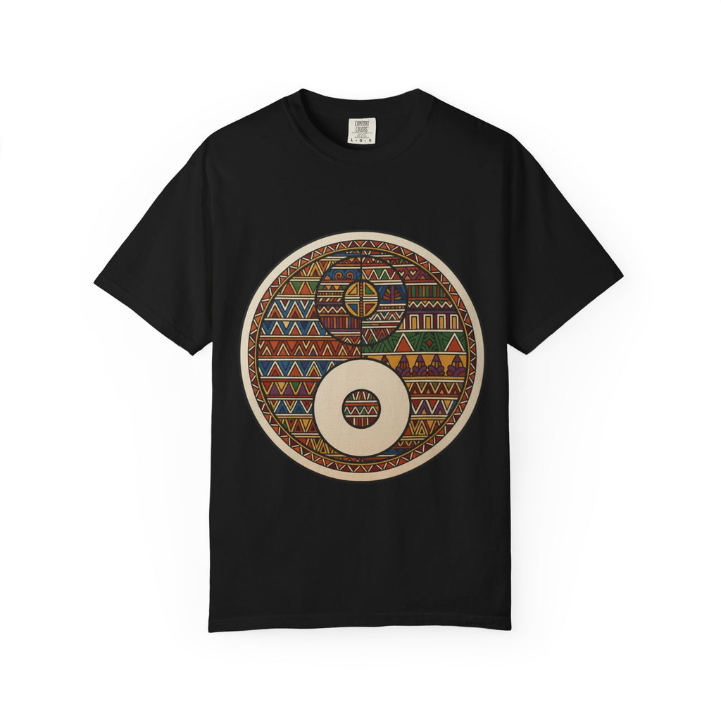 Aztec Drum Graphic T-Shirt — Tribal Pattern Music Tee