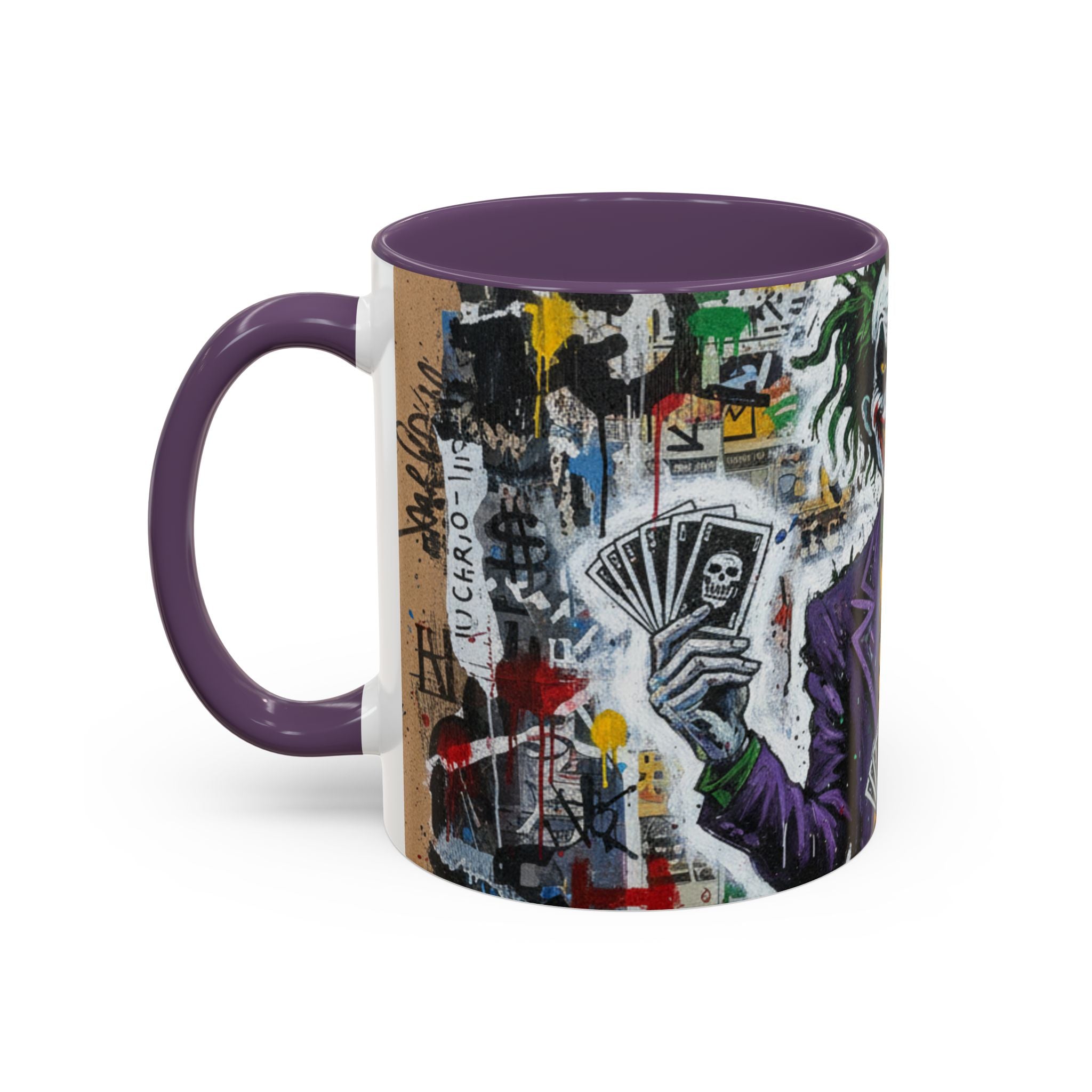 Joker Graffiti Accent Coffee Mug – Street Art Batman Villain Design (11/15 oz)