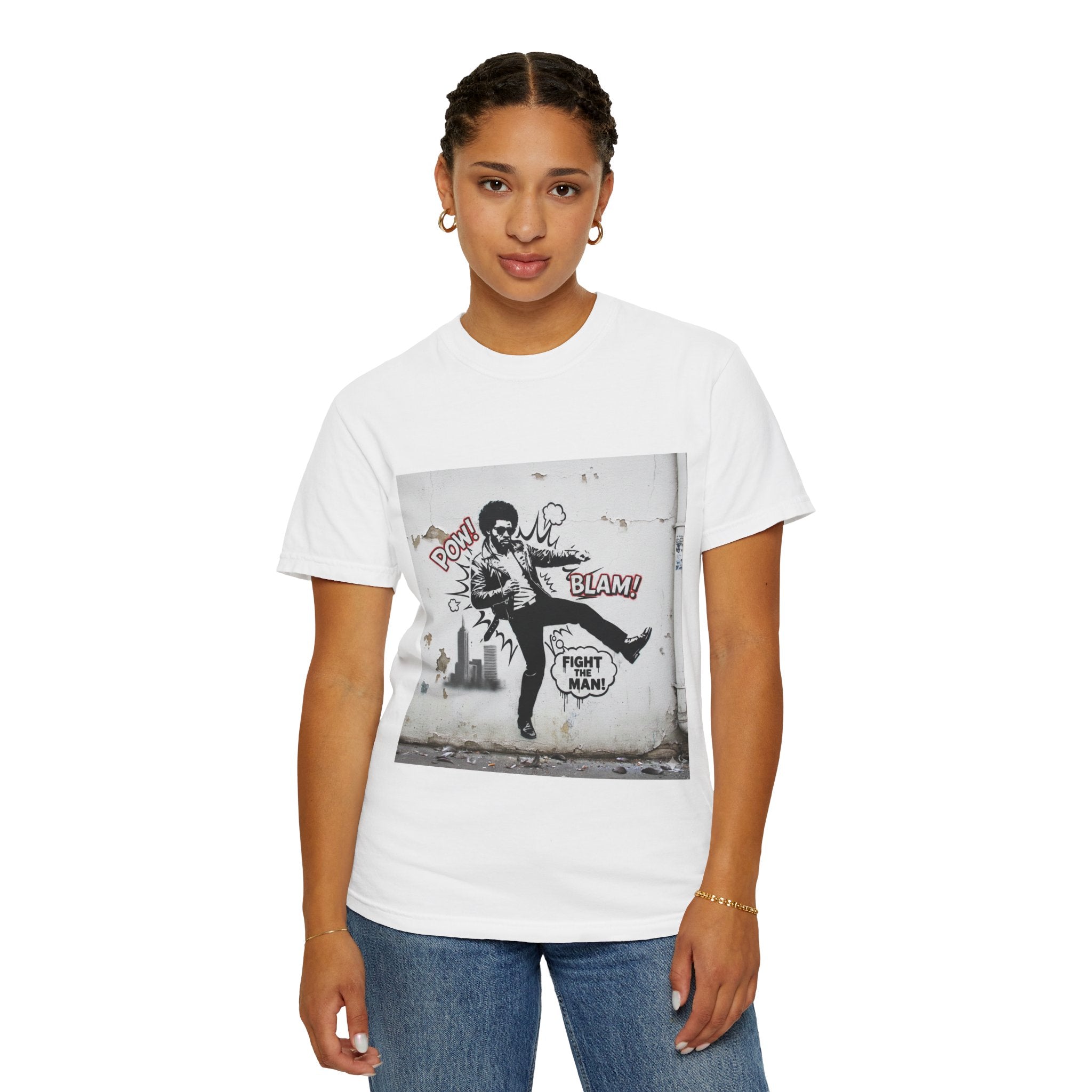 Fight the Man Graphic T-Shirt — Retro Comic Street Art Tee