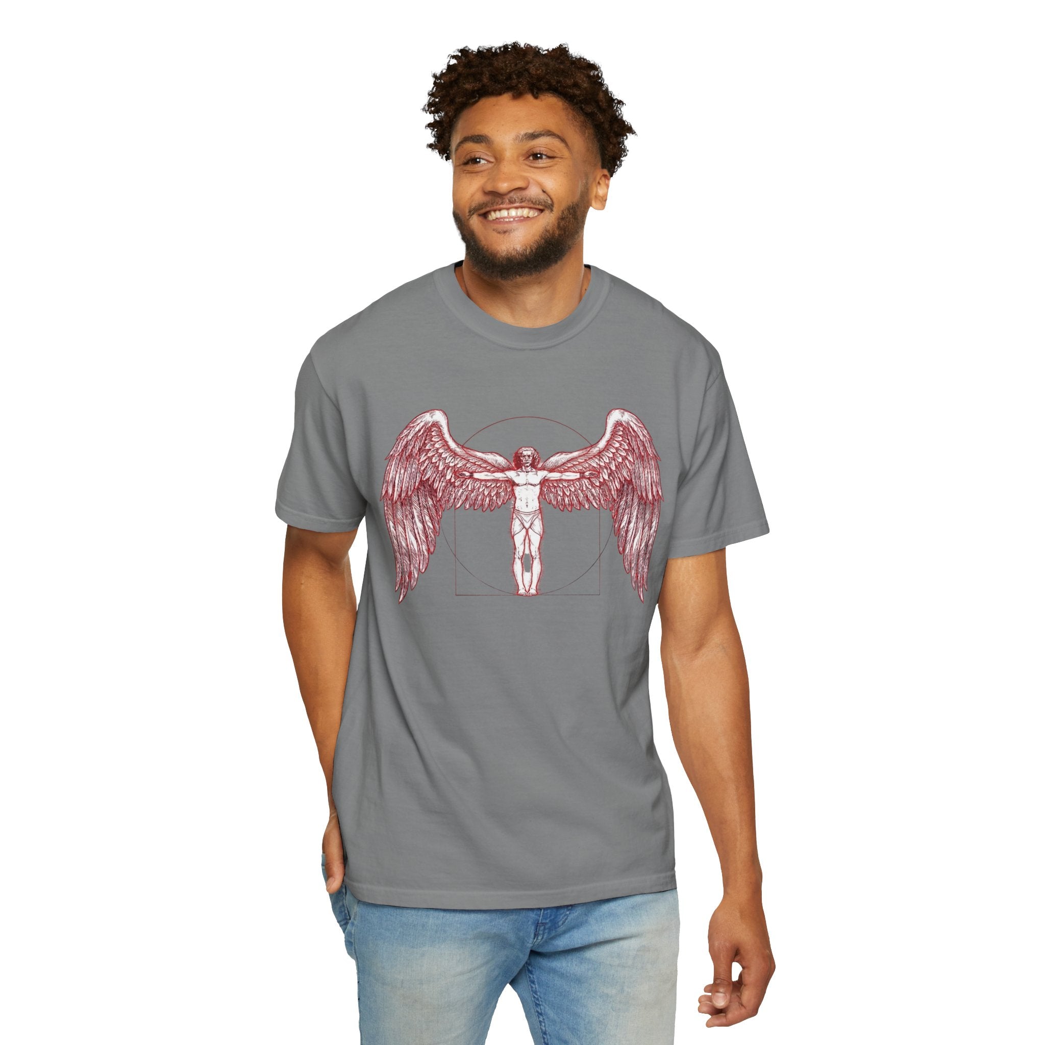 Winged Vitruvian T-Shirt — Angel Anatomy Graphic Tee