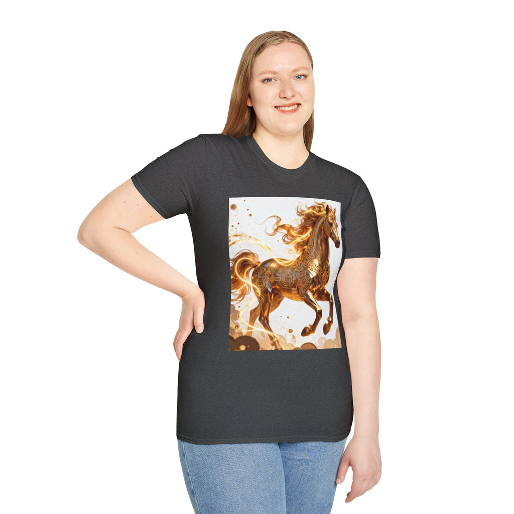 Golden Gallop Horse T-Shirt — Metallic Foil Stallion Graphic Tee