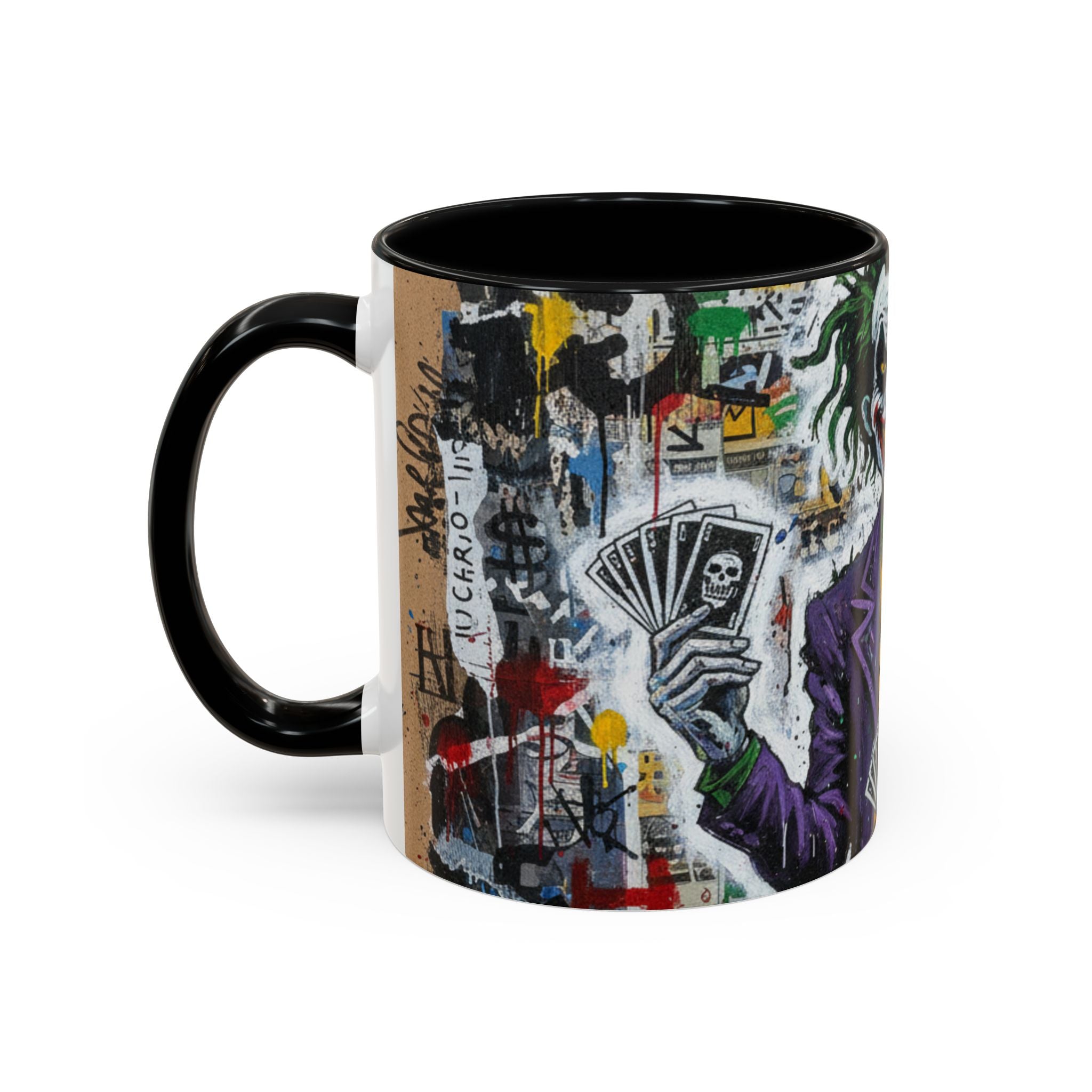 Joker Graffiti Accent Coffee Mug – Street Art Batman Villain Design (11/15 oz)