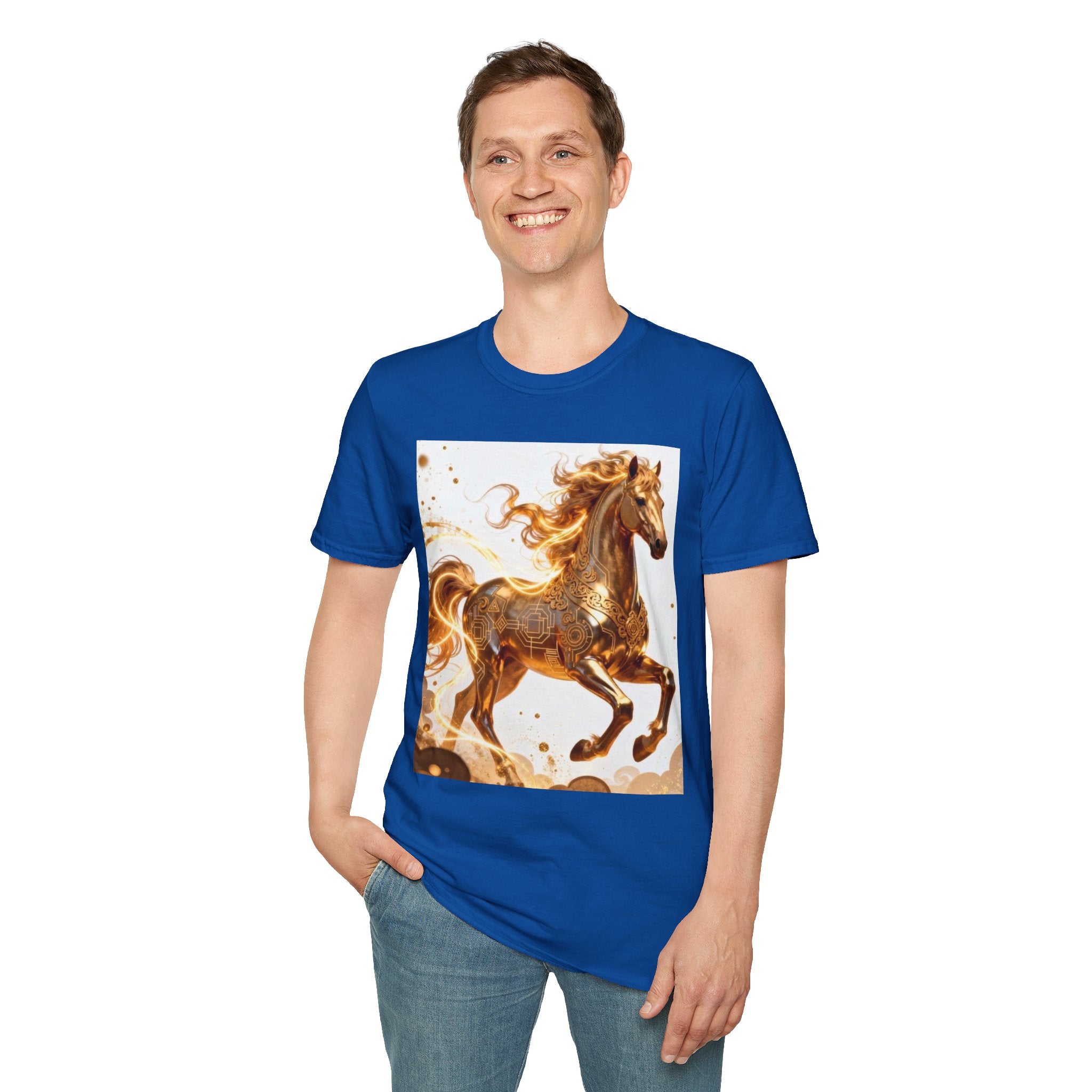 Golden Gallop Horse T-Shirt — Metallic Foil Stallion Graphic Tee