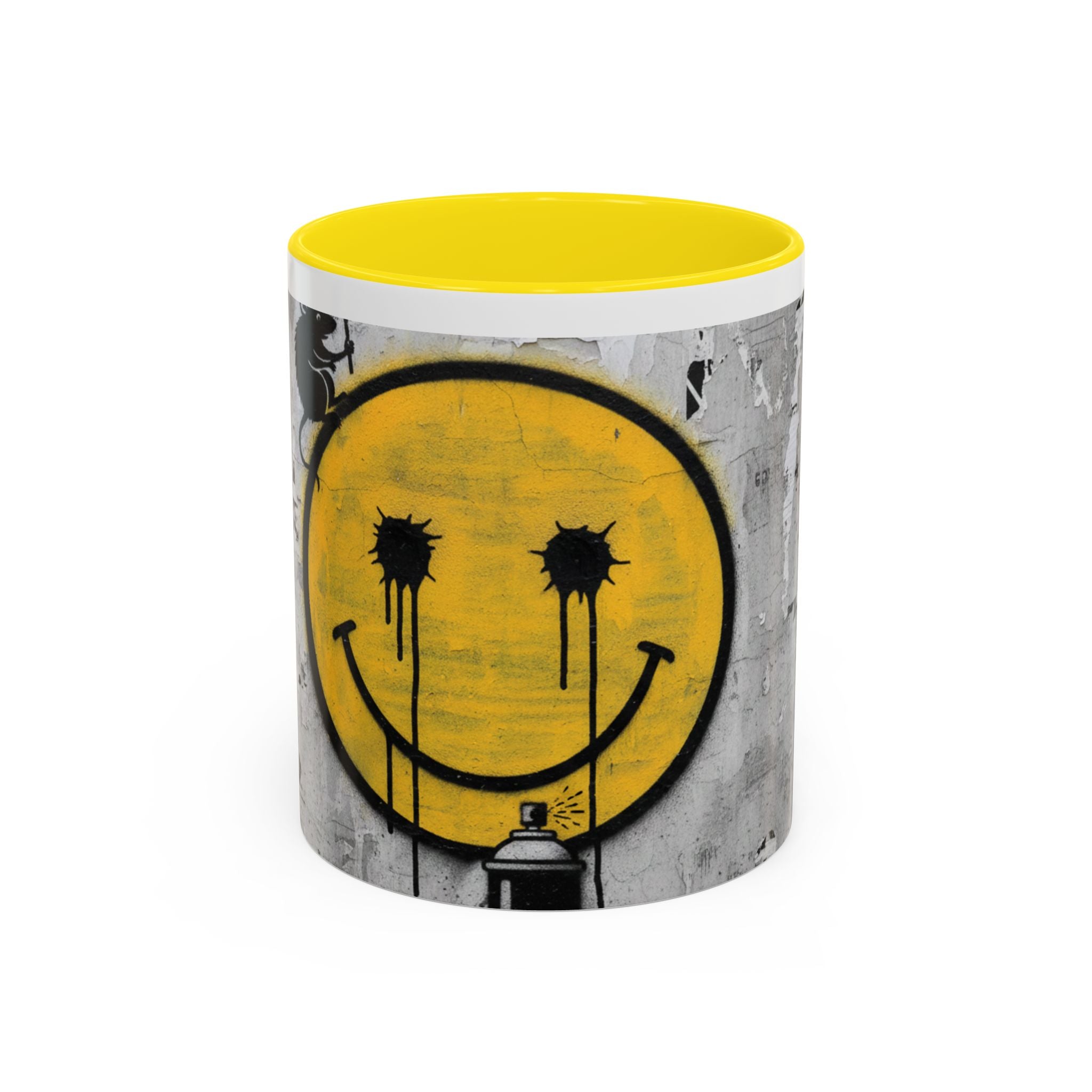 Graffiti Smiley Accent Coffee Mug – Dripping Eyes Street Art Design (11/15oz)