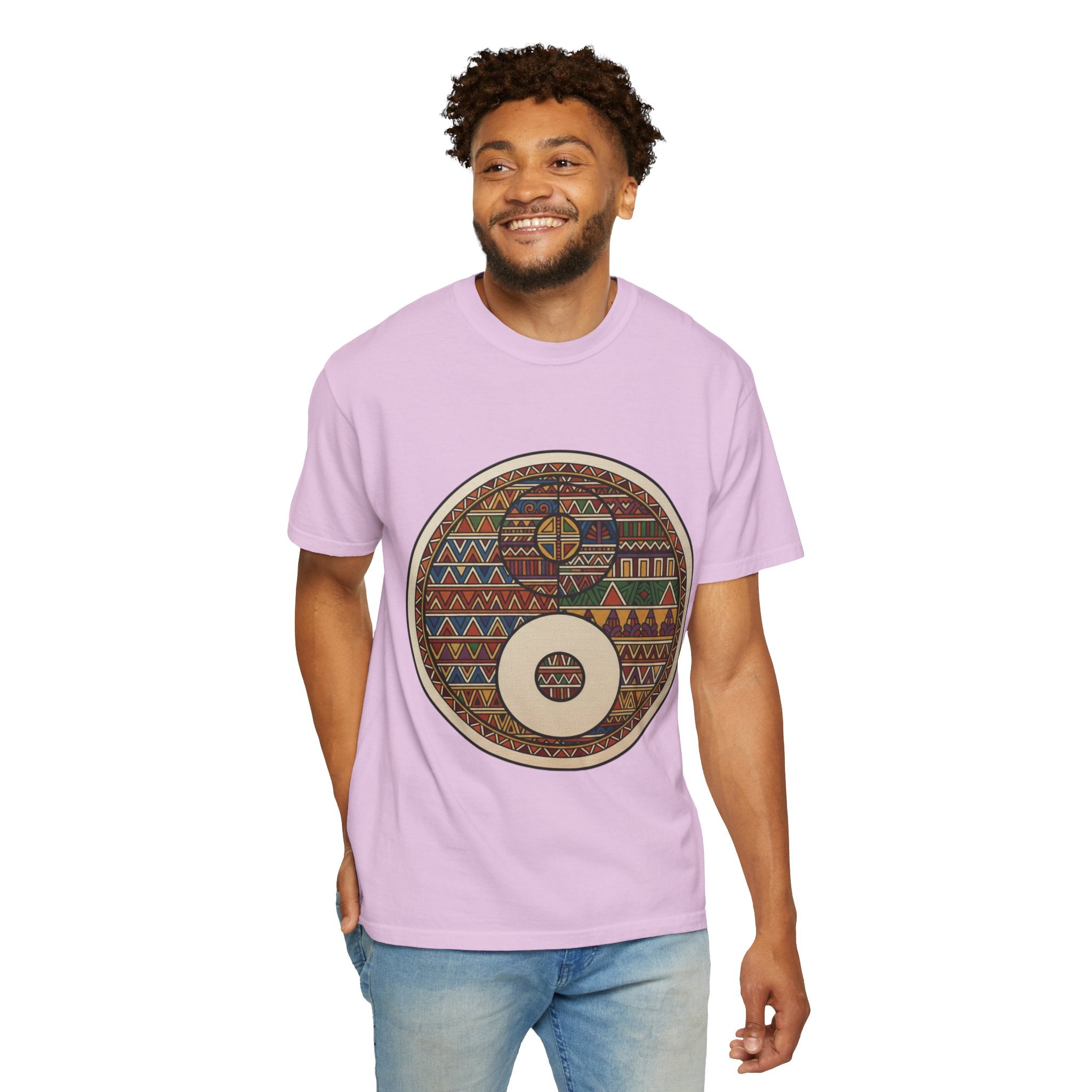 Aztec Drum Graphic T-Shirt — Tribal Pattern Music Tee