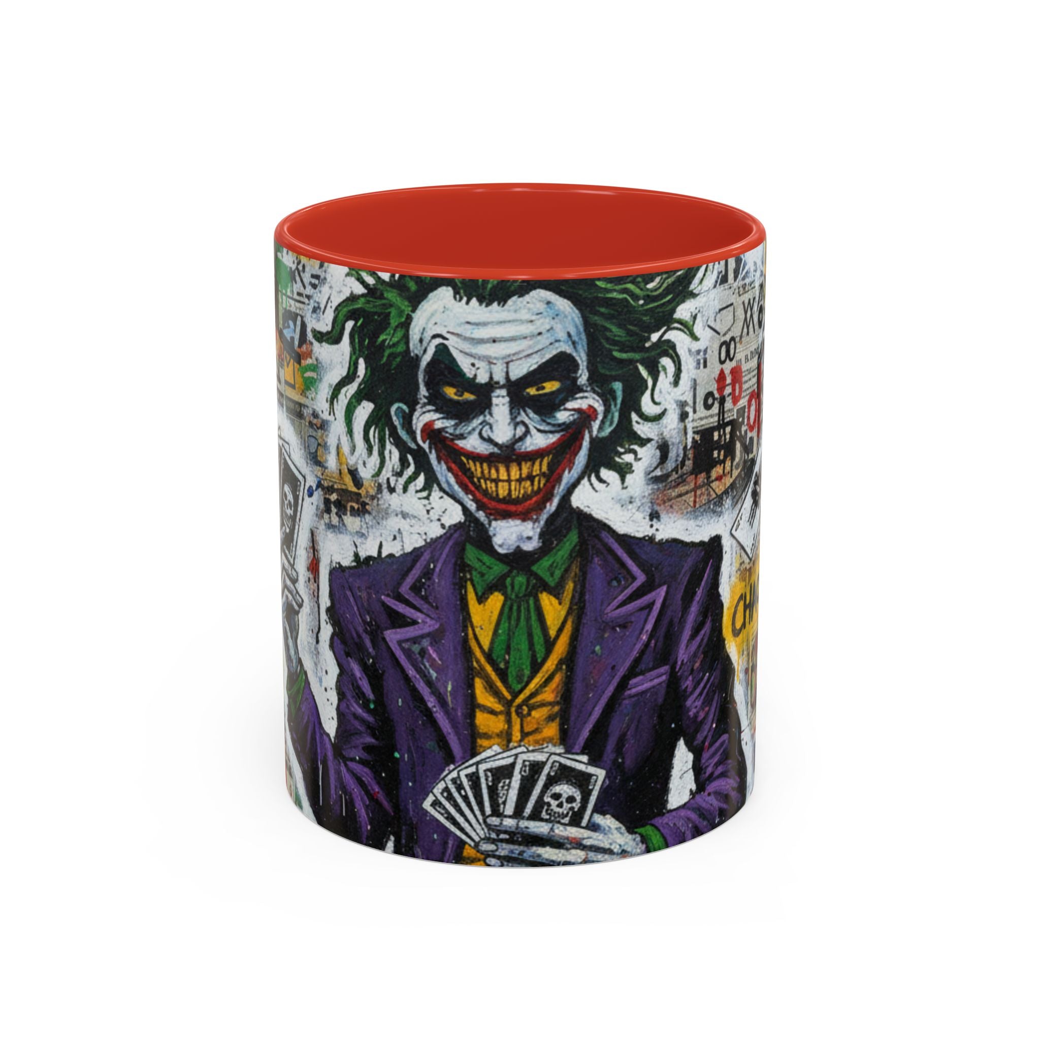 Joker Graffiti Accent Coffee Mug – Street Art Batman Villain Design (11/15 oz)