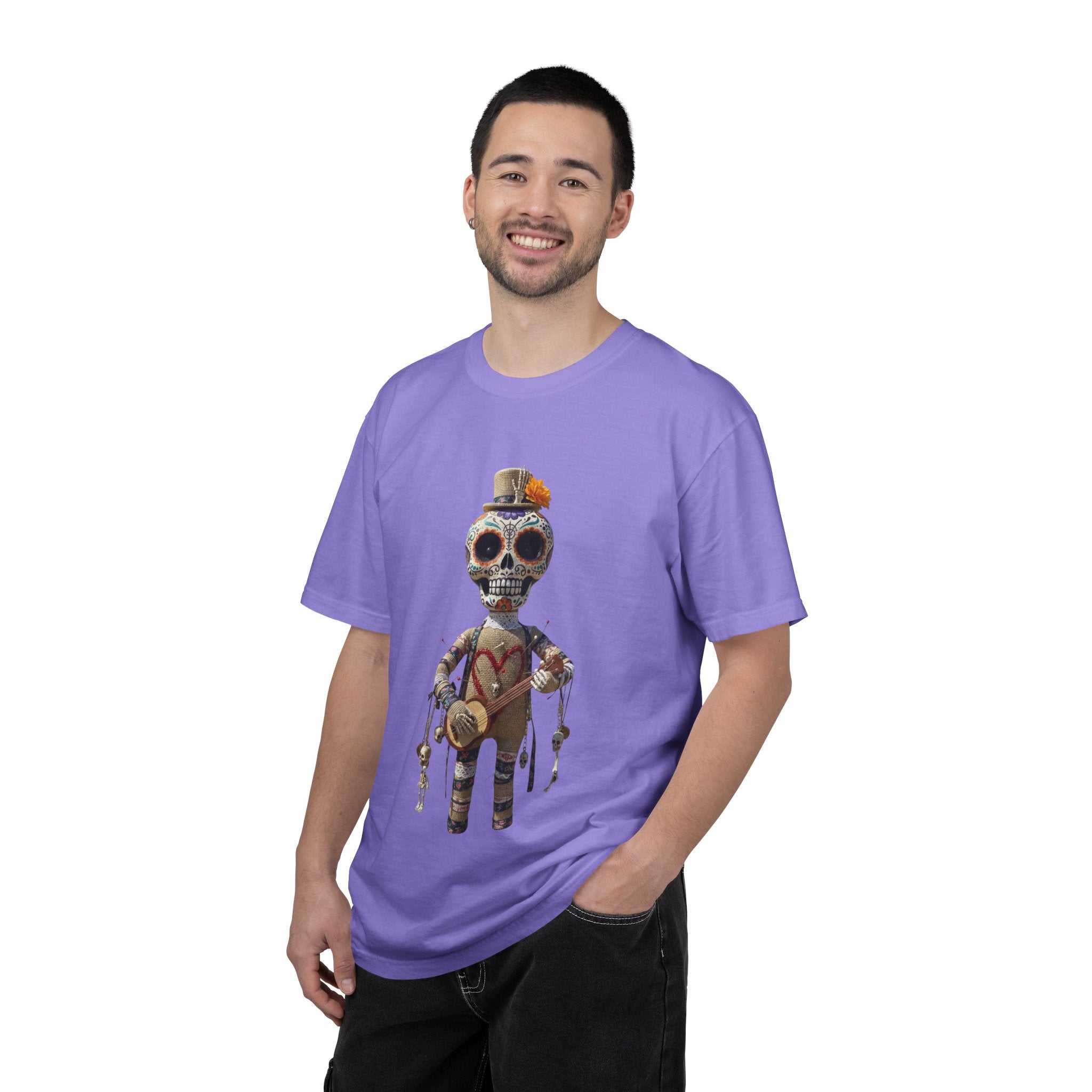 Day of the Dead Sugar Skull Doll T-Shirt — Skeleton Maraca Musician Tee
