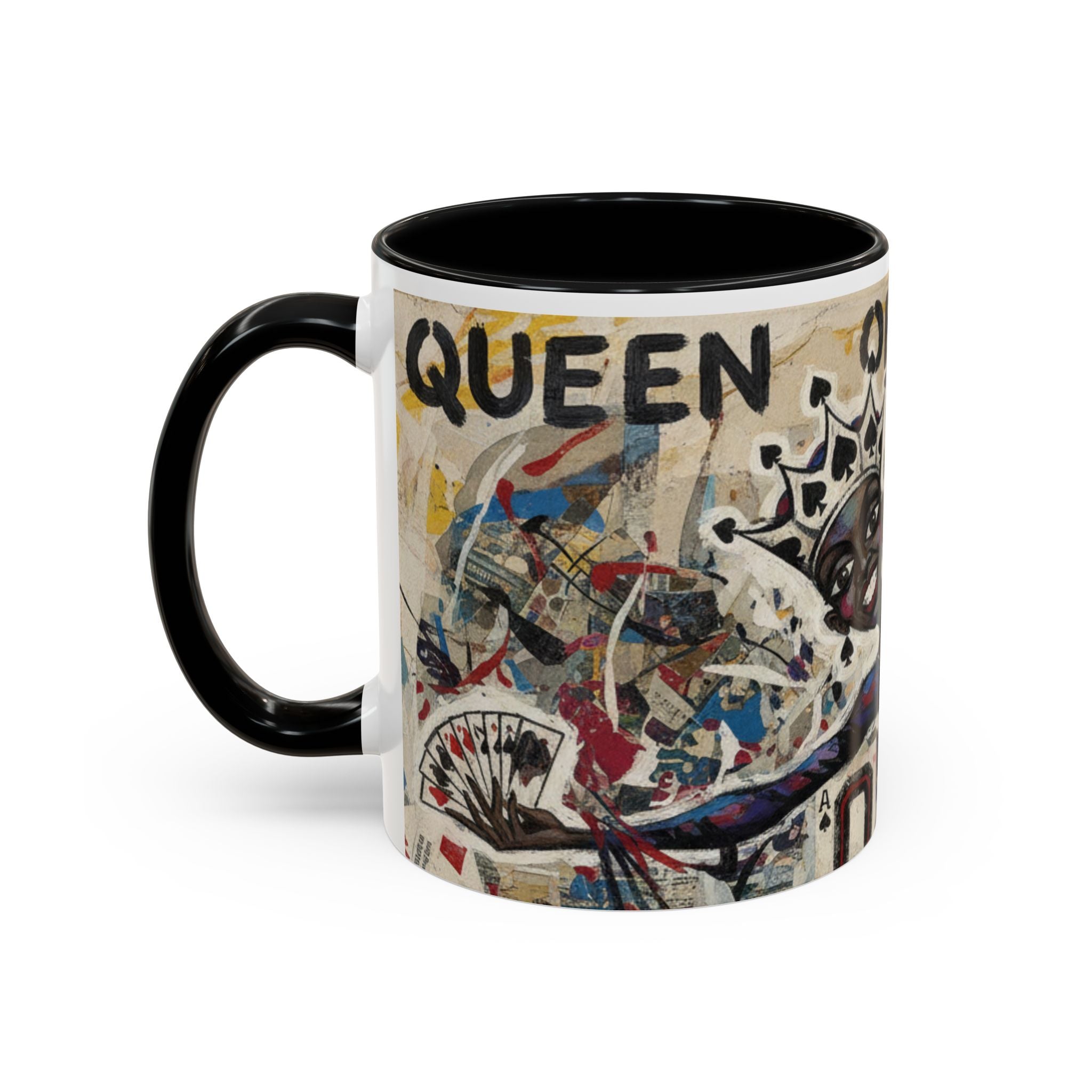 Queen of Spades Art Coffee Mug — Afrocentric Playing Card Design (11/15 oz)