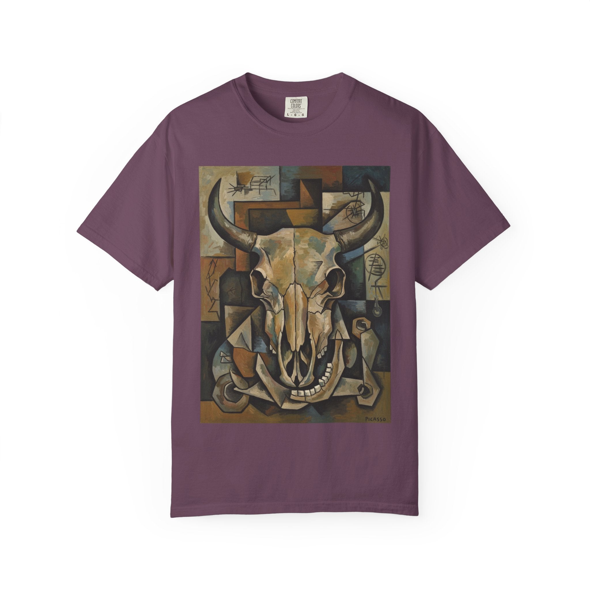Bull Skull Art T-Shirt — Southwestern Cubist Skull Graphic Tee
