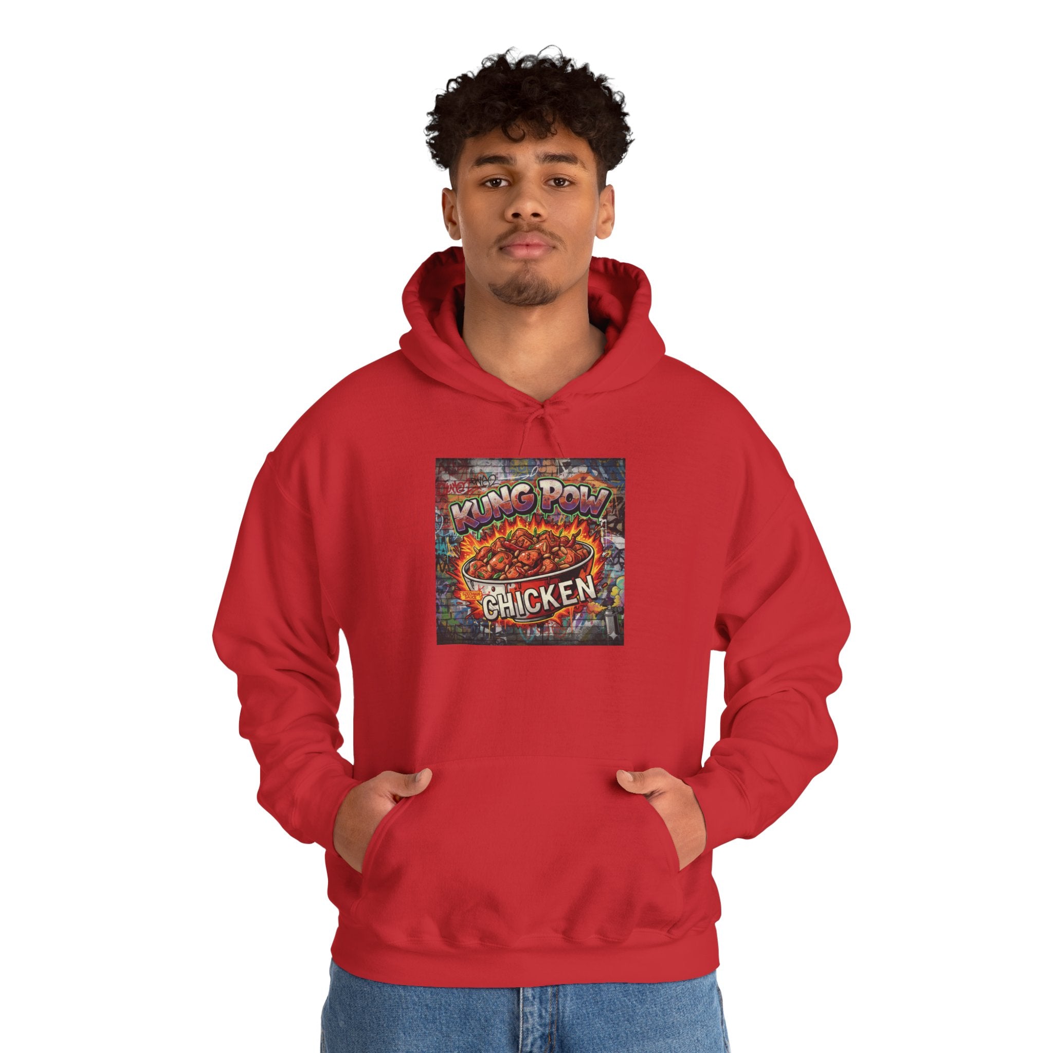 Spicy Kung Pao Chicken Hoodie — Vintage Chinese Takeout Food Graphic Sweatshirt