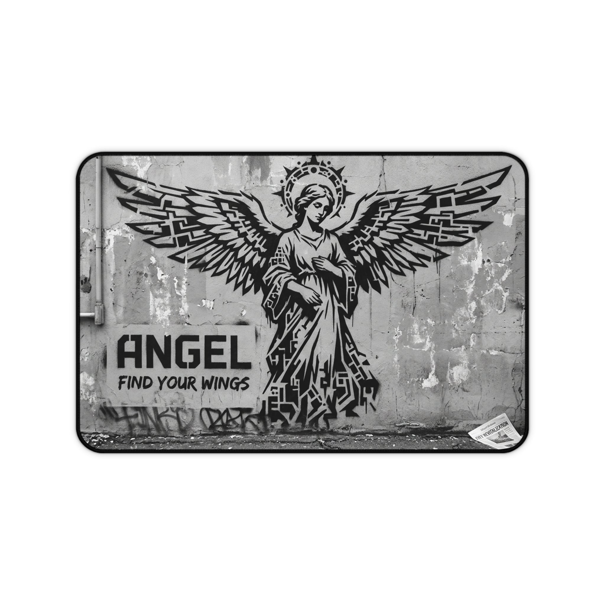 Angel "Find Your Wings" Desk Mat — Urban Street Art Mouse Pad