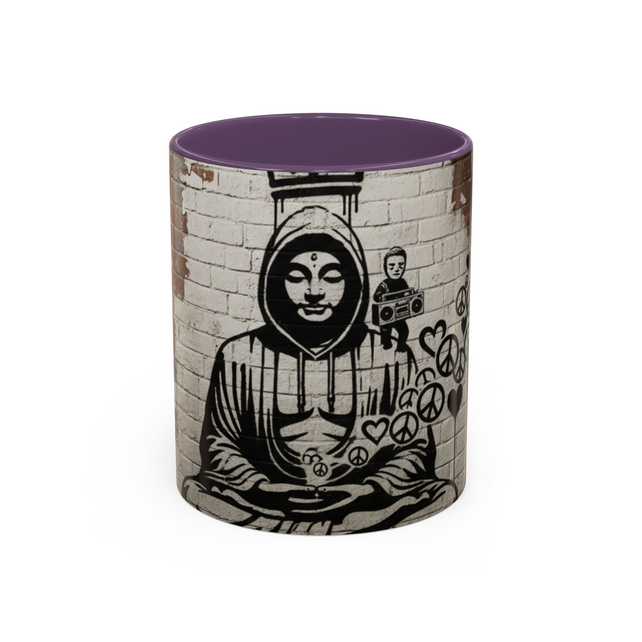 Buddha Street Art Accent Coffee Mug — Graffiti Meditation Design
